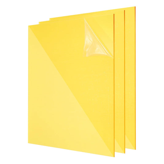 uxcell 3Pcs Acrylic Sheets 8x8 Inch Acrylic Panel 1/8 Inch-3mm Plastic Board for Picture Frames Sign Holders DIY Display Projects Craft, Clear Yellow