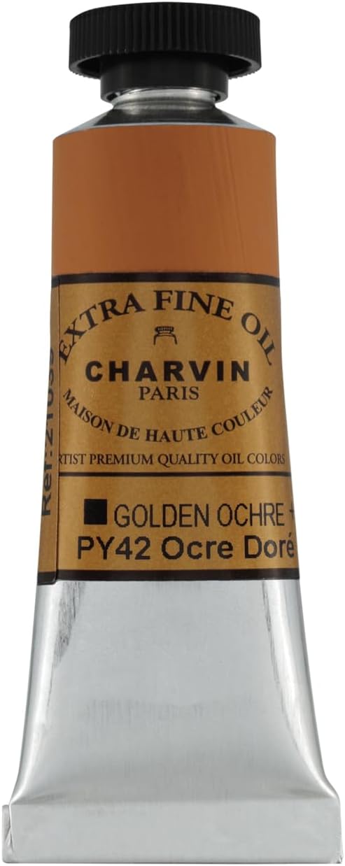 Charvin Extra Fine Oil Paint, Golden Ochre 20 mL - Triple-Milled, Rich Texture, Poppy Oil-Based, Light-Fast, Handmade, Archival Quality