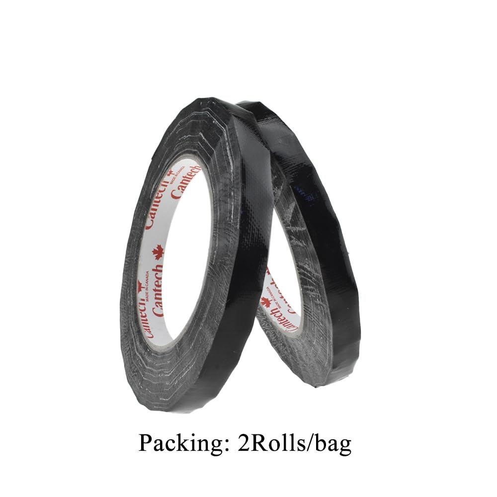 HAHIYO Black 0.5Inch Wide Floral Tape Waterproof Florist Tape Flower Wrap Adhesive Waterproof Decorative Tape for Bouquet Stem Wrapping Flower Arranging and Floral Craft, 2Rolls 200Feet/66Yard Total