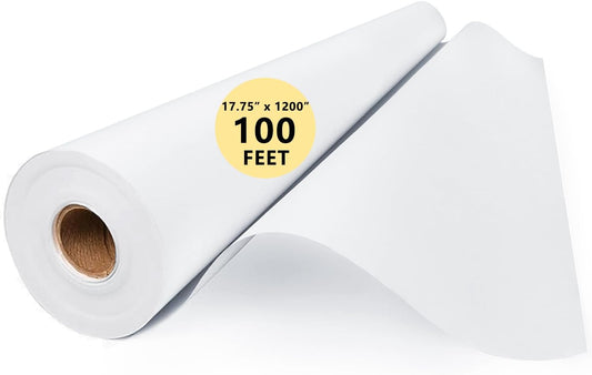 Art Paper Roll for Crafts, Drawing & Painting, 17.75"x1200" (100') White Gift Wrapping Craft Kraft Bulletin Board Poster Banner Coloring Paper, Kids Art Supplies, Wedding Floral Supplies 80GSM 55LB