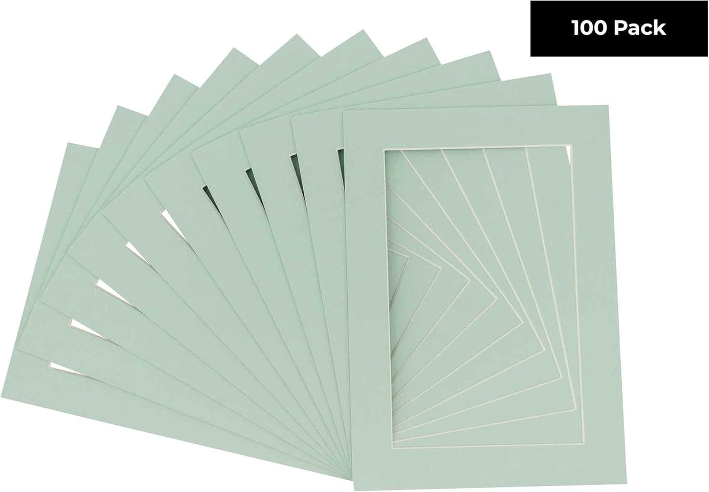 5x7 Mat for 8.5x11 Frame - Precut Mat Board Acid-Free Show Kit with Backing Board, and Clear Bags Honeydew Green 5x7 Photo Matte For a 8.5x11 Picture Frame Matboard for Framing, Pack of 100 Mats