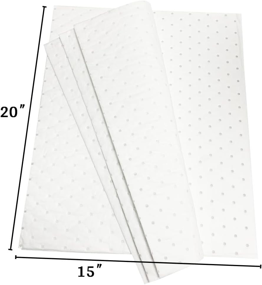 Autocare Heavyweight Oil Absorbing Pads | White Absorbing Heavy Weight Oil-Only Absorbent Mat Pad | 15" x 20" | 50 Oil Absorbent Pads |
