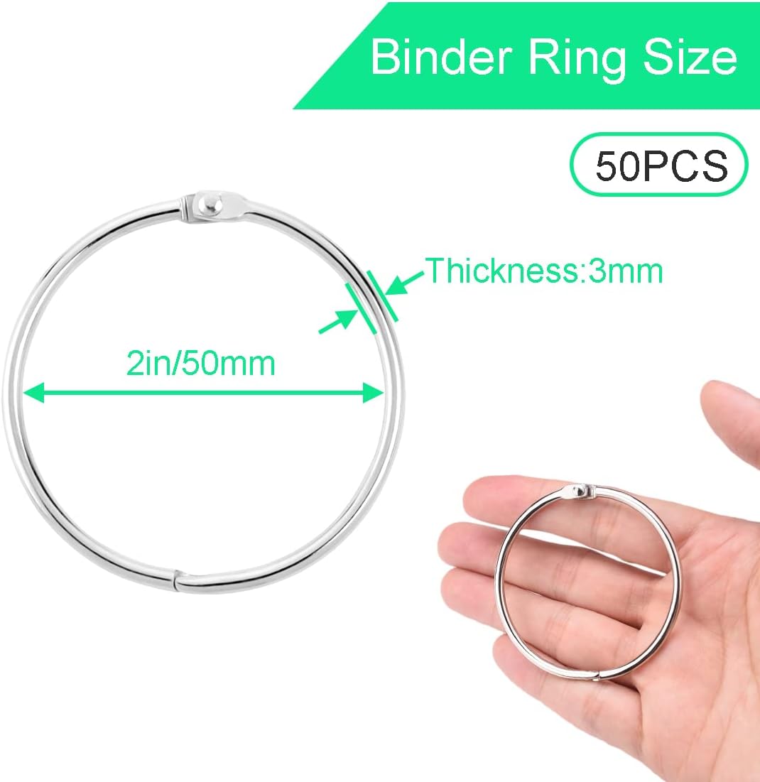 CooBigo 50 Pack Shower Curtain Rings Rust Proof Curtain Hook for Bathroom Shower Rod, Metal Ring for Shower Curtain - 2Inch, Silver