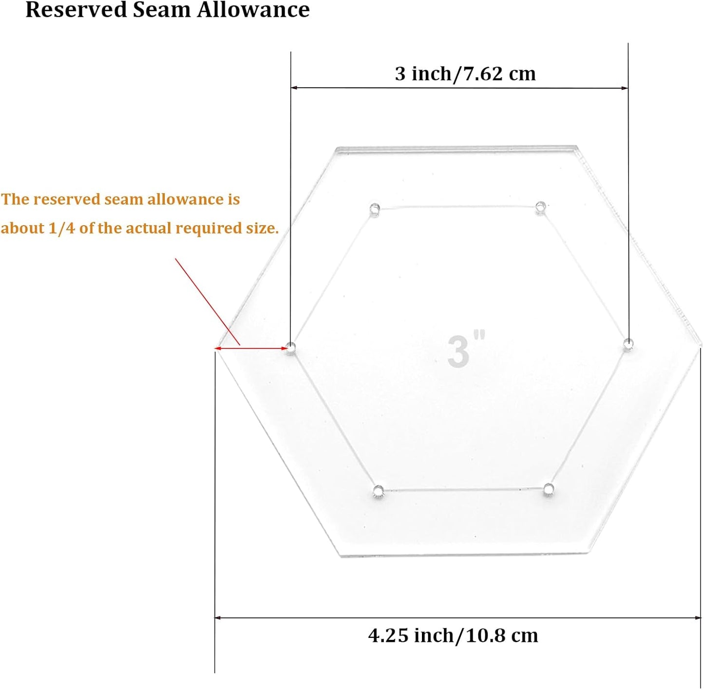 7 Pieces Hexagon Quilting Template with Tailors Chalk Pencil,Acrylic Quilting Rulers Templates with 1/4 Seam Allowance for DIY Sewing Crafts Including 1 Inch,1.5 Inch,2 Inch,3 Inch,4 Inch,5 Inch