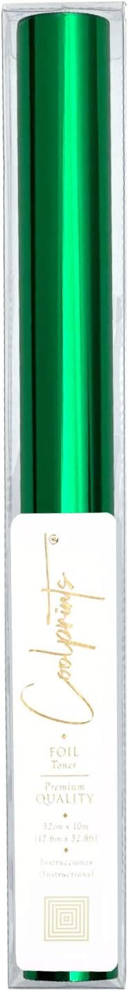 Coolprints Foil for Laminator and Laser Printer, Foil for Toner, Basic Colors, Roll of 12.6 Inches x 32.8 Feet (Green)