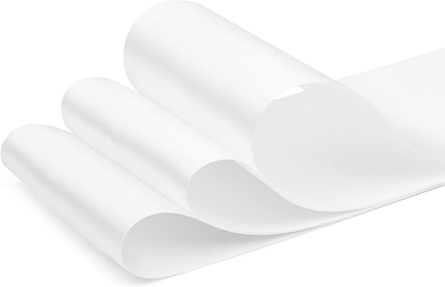 Humphrey's Craft 4 Inch White Double Faced Satin Ribbon - 5 Yards White Ribbon for Crafts Gift Wrapping Cutting Ceremony Decoration Sewing Chair Sash Wedding and Dining Tables.