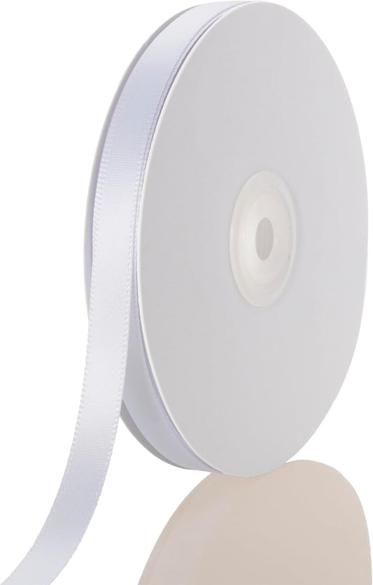 3/8 Inch White Ribbon, 50 Yards Craft Polyester Satin Ribbon Perfect for Gift Wrapping, Handmade Roses, Wedding Party Decorations and DIY Crafts