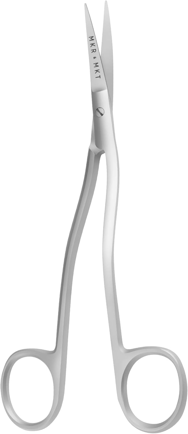 Applique Long Thin Needlepoint Blade 6.1 Inch - Double Bent Curved Offset Handle Scissors with Pouch Sleeve for Embroidery, Fabric, Thread, Knitting, Sewing, Arts & Craft (Satin)