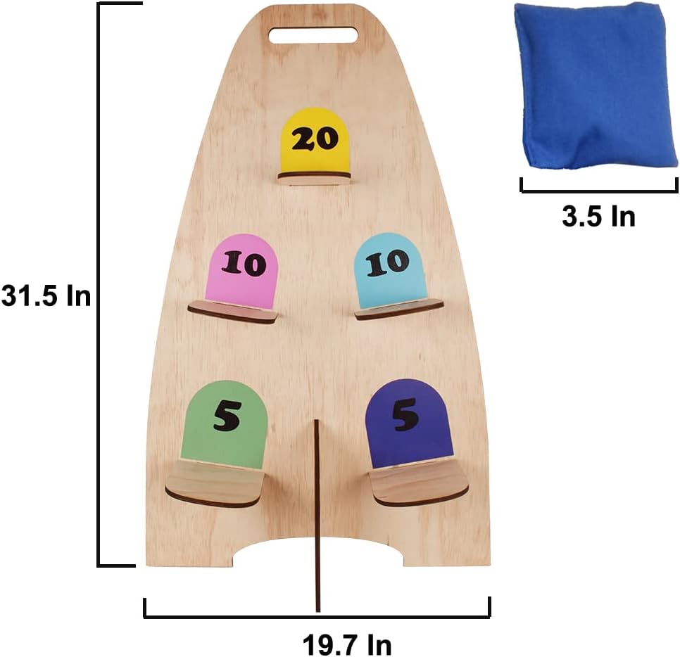 NI-ROU Vertical Cornhole Game with 8pcs Bags Wood Bean Bag Toss Games for Kids and Adults Outdoor & Indoor Use