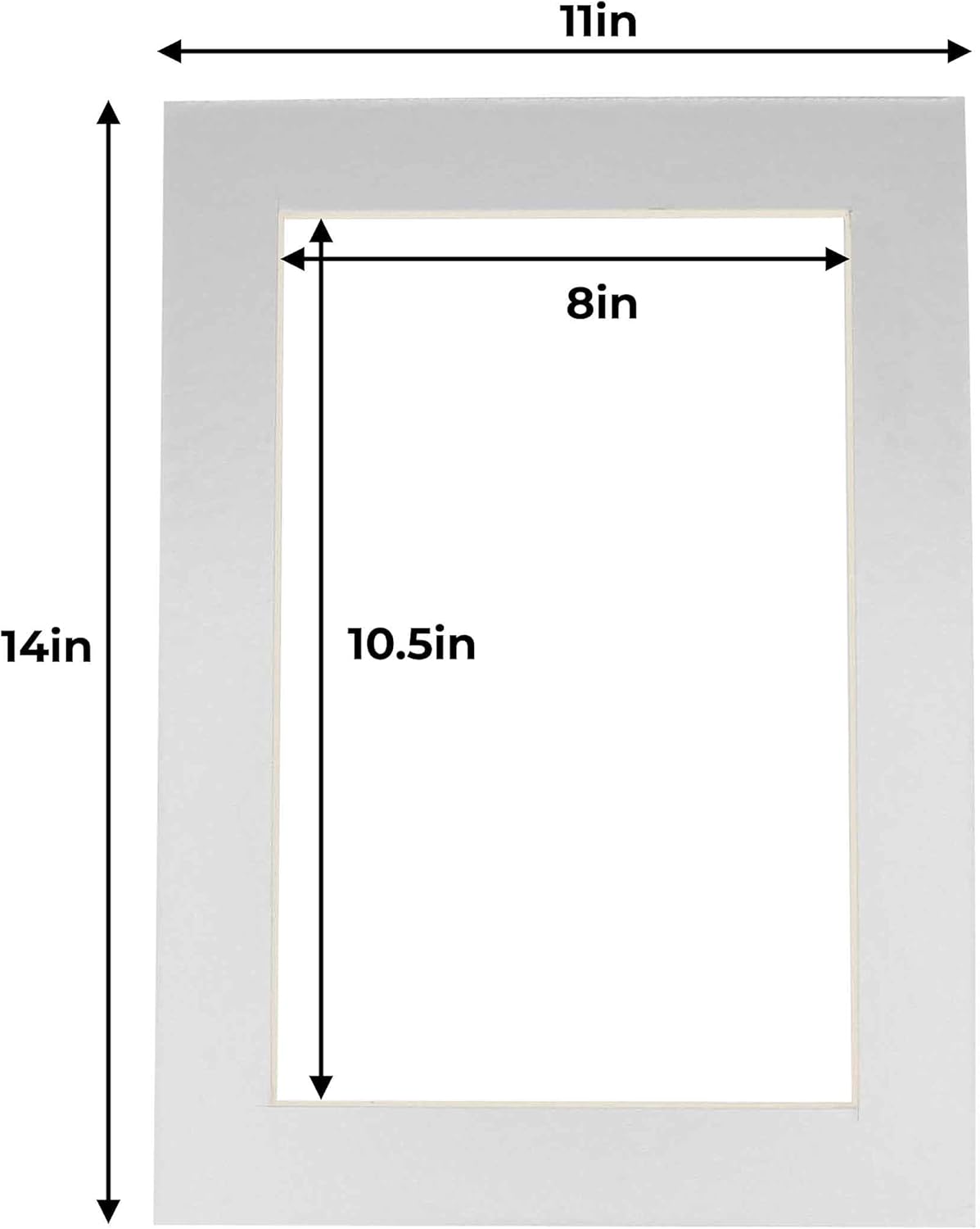 11x14 Mat for 8.5x11 Photo - Precut Metallic Silver Picture Matboard for Frames Measuring 11 x 14 Inches - Bevel Cut Matte to Display Art Measuring 8.5 x 11 Inches - Acid Free Pack of 100 MATS