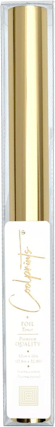Coolprints Foil for Laminator and Laser Printer, Foil for Toner, Basic Colors, Roll of 12.6 Inches x 32.8 Feet (Gold)
