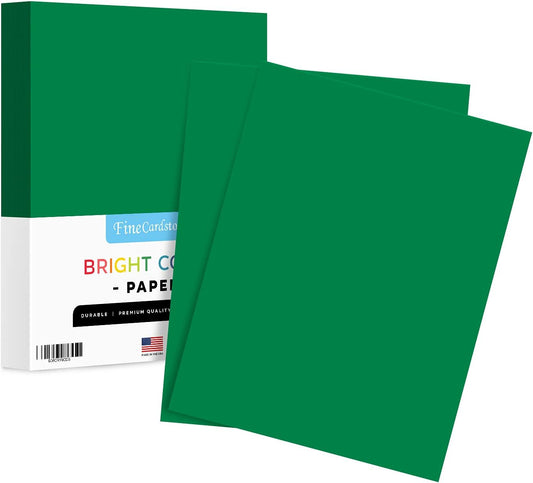 8.5 x 11" Green Color Paper Smooth, for School, Office & Home Supplies, Holiday Crafting, Arts & Crafts | Acid & Lignin Free | Regular 20lb Paper - 100 Sheets
