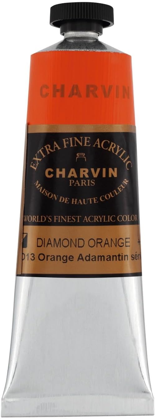 Charvin Extra Fine Professional Acrylic Paint - Diamond Orange, 60ml Tube, Triple-Milled, Lightfast Pigments, Open Stock Artist Acrylic Paints in Nature-Inspired Hues