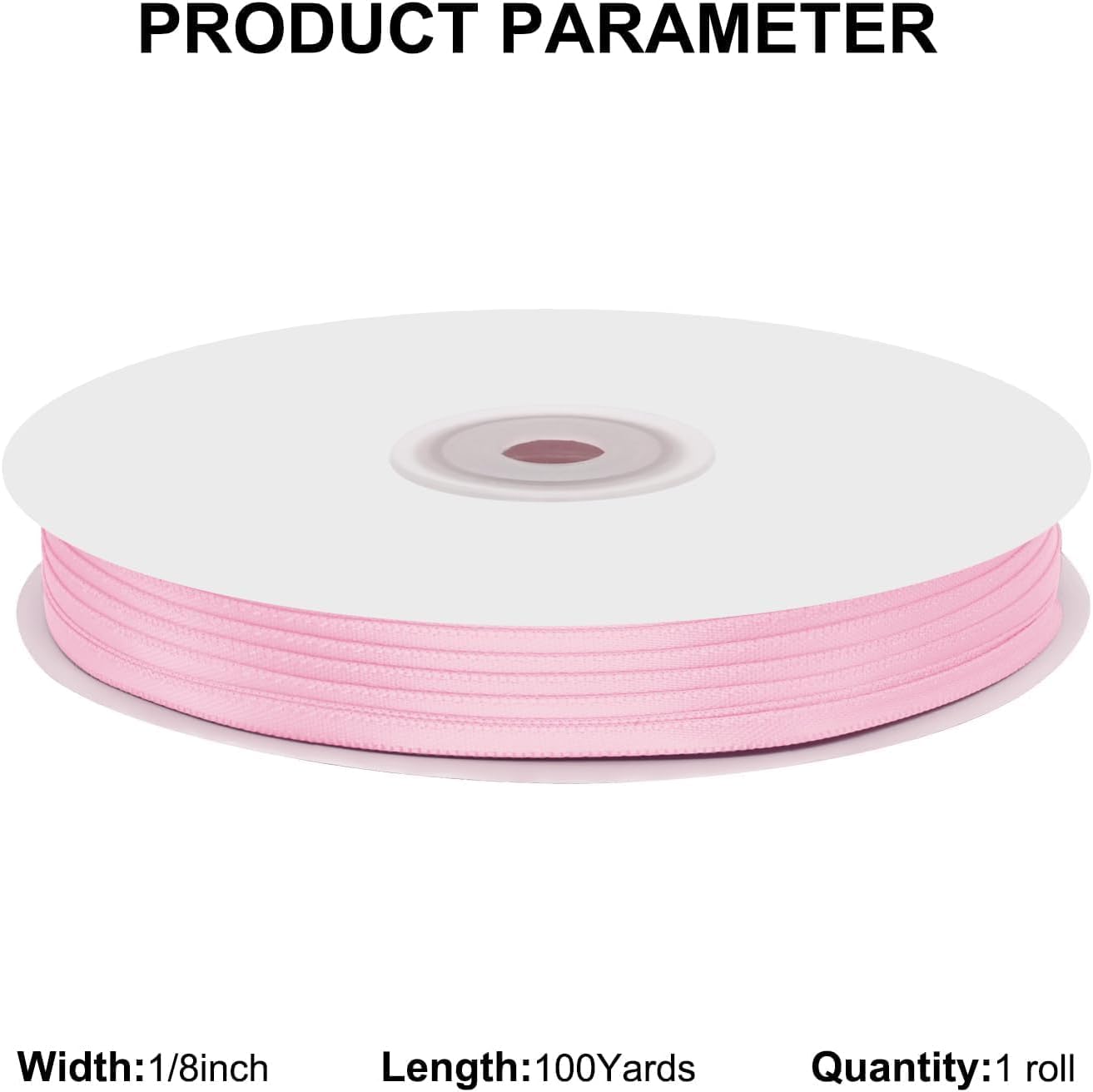 1/8" X 100 Yards Pearl Pink Satin Thin Ribbon Solid Color Double Faced Ribbons Perfect for Crafts Wedding Decor Bow Making Arts Sewing and More