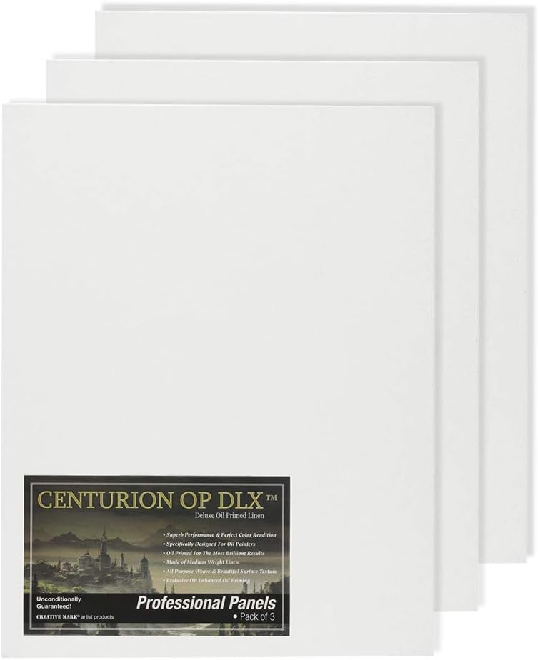 Centurion Deluxe Professional Oil Primed Linen Canvas Panels - 16x16-3 Pack of Linen Canvases for Painting, Artwork and More
