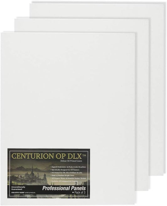 Centurion Deluxe Professional Oil Primed Linen Canvas Panels - 10x10-3 Pack of Linen Canvases for Painting, Artwork and More