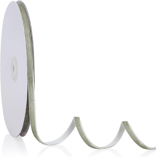 1/4" X 20 Yards Dusty Green Velvet Ribbon for Christmas Tree Wreath Decoration Handmade Crafts Ornaments Gift Wrapping & Bow Making