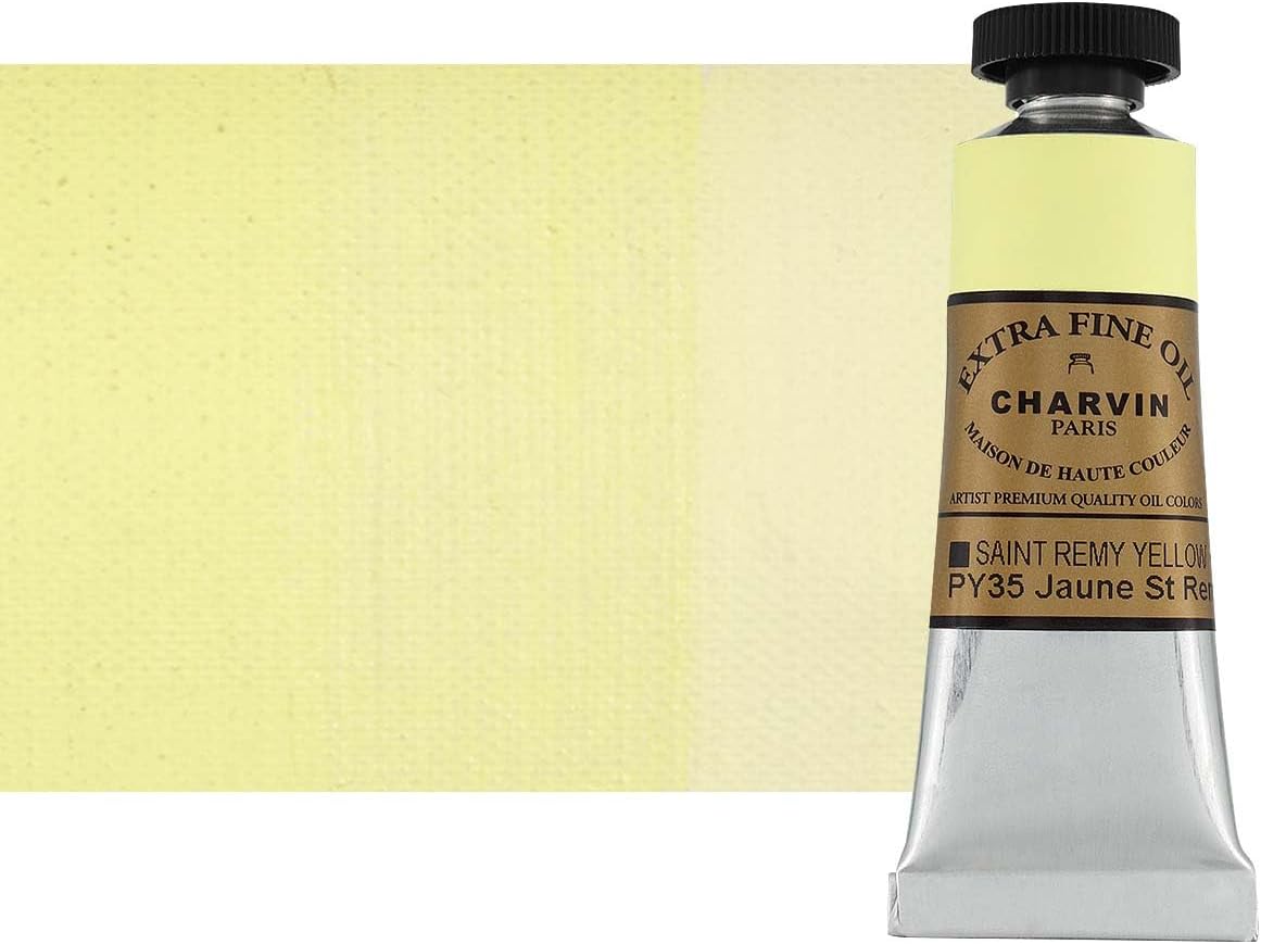 Charvin Extra Fine Oil Paint, Saint Remy Yellow 20 mL - Triple-Milled, Rich Texture, Poppy Oil-Based, Light-Fast, Handmade, Archival Quality