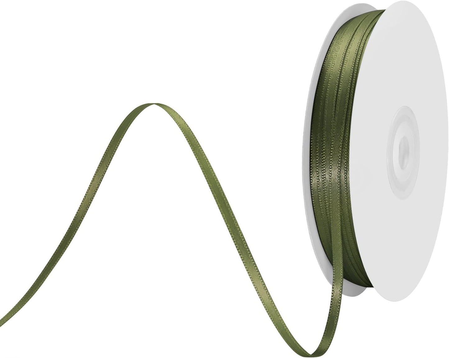 1/8" X 100 Yards Moss Satin Thin Ribbon Solid Color Double Faced Ribbons Perfect for Crafts Wedding Decor Bow Making Arts Sewing and More