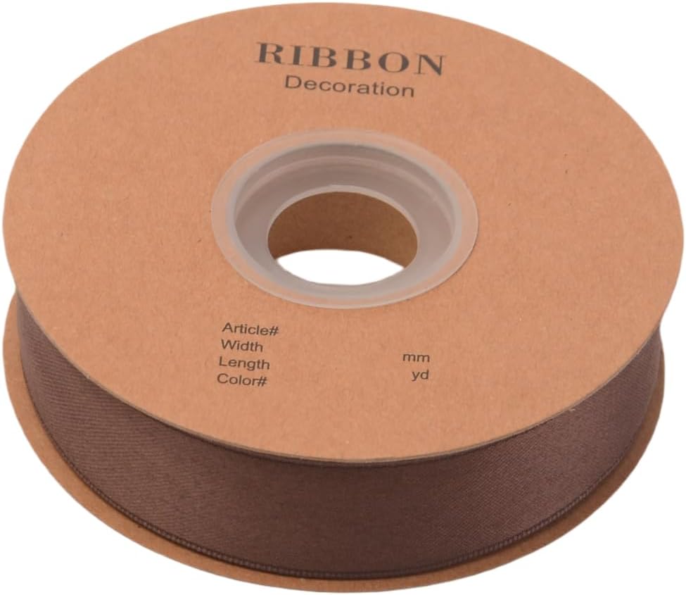 Double Side Satin Ribbon, Continuous 20 Yards,Use for Craft Bows Bouquet, Gift Wrapping, Wedding Decoration, Floral Arrangement (Coffee, 1 inch)
