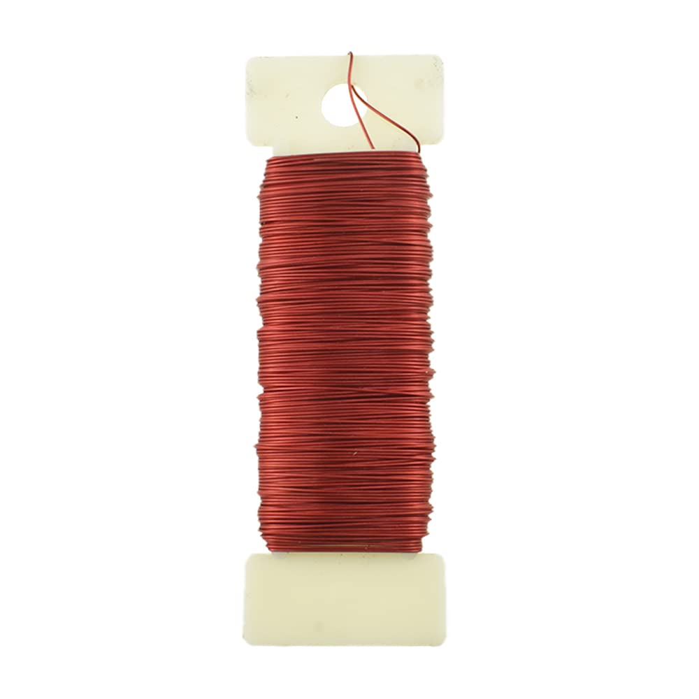 HAHIYO 26Gauge Red 1Roll Total 38Yards(115Feet) Metal Floral Wire Flexible Paddle Wire for Crafts Christmas Wreaths Tree Flower Arrangement Bouquet Wrapping Wedding DIY