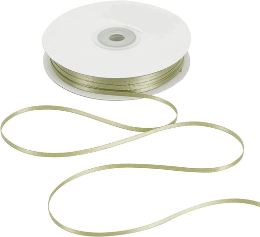 HUIHUANG Solid Color Satin Ribbon 1/8 inch x 100 Yards Roll Ribbon Double Faced for Crafts Gift Wrapping DIY Bows Invitation Card (Spring Green/Sage)
