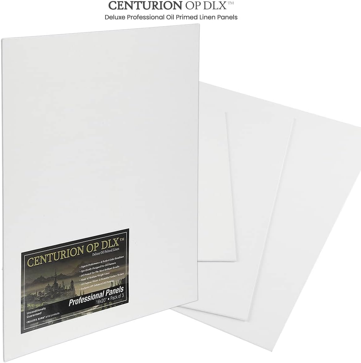 Centurion Deluxe Professional Oil Primed Linen Canvas Panels - 16x20-3 Pack of Linen Canvases for Painting, Artwork and More