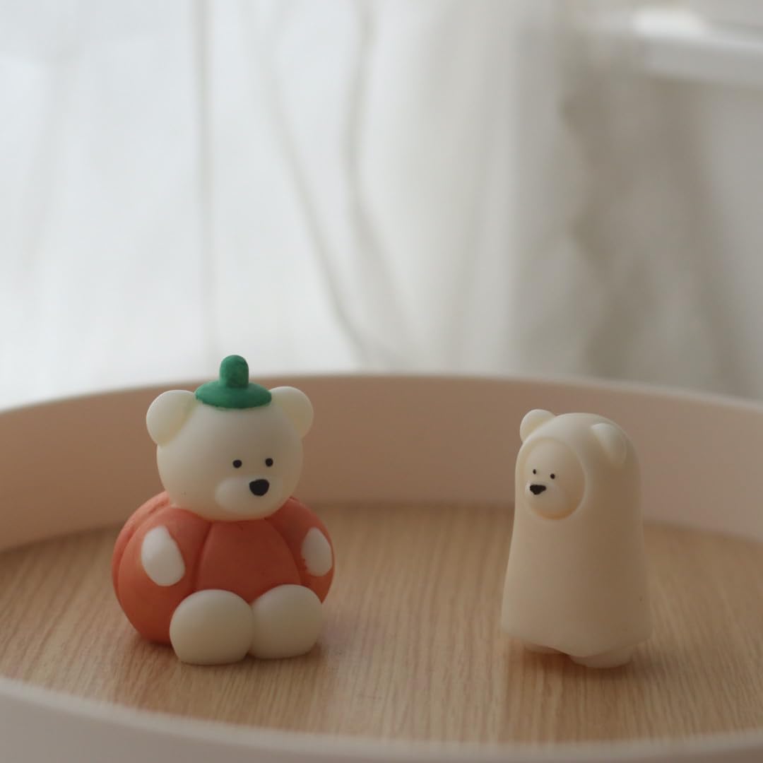 Halloween Pumpkin Cartoon Bear Silicone Candle Mold 3D Cute Resin Gypsum Ice Cube Baking Mold Bedroom Decor Birthday Party Gifts Wedding Souvenirs