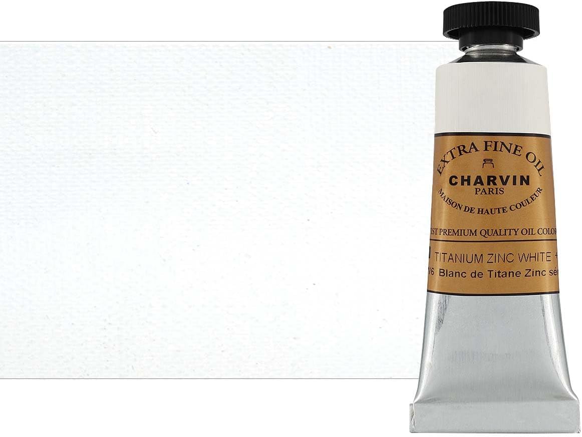 Charvin Extra Fine Oil Paint, Titanium Zinc White 20 ml - Triple-Milled, Rich Texture, Poppy Oil-Based, Light-Fast, Handmade, Archival Quality