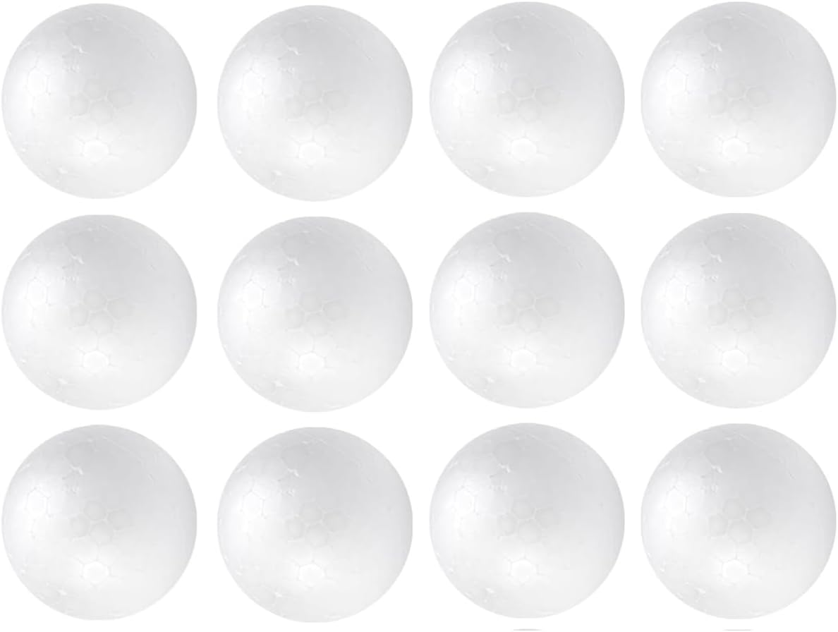 Crafjie Craft Foam Balls 2.75 Inches in Diameter 12-Pack, Smooth Polystyrenets Foam Ball, for Decoration Household School Projects DIY Arts and Craft, White