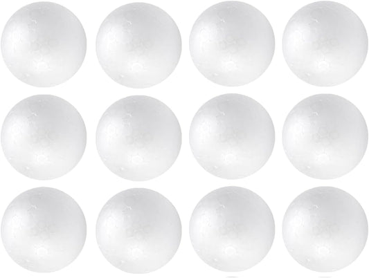 Crafjie Craft Foam Balls 2.75 Inches in Diameter 12-Pack, Smooth Polystyrenets Foam Ball, for Decoration Household School Projects DIY Arts and Craft, White