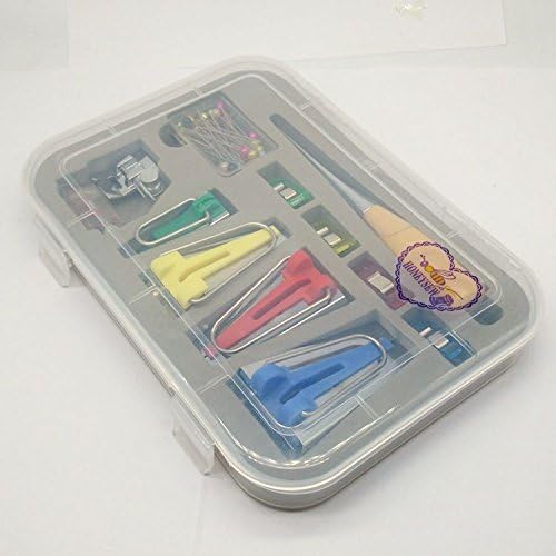 HONEYSEW Bias Tape Maker 6MM 12MM 18MM 25MM with Binder Foot Bradawl Quilting Clips Sewing Pins Kit (BTM-S2)