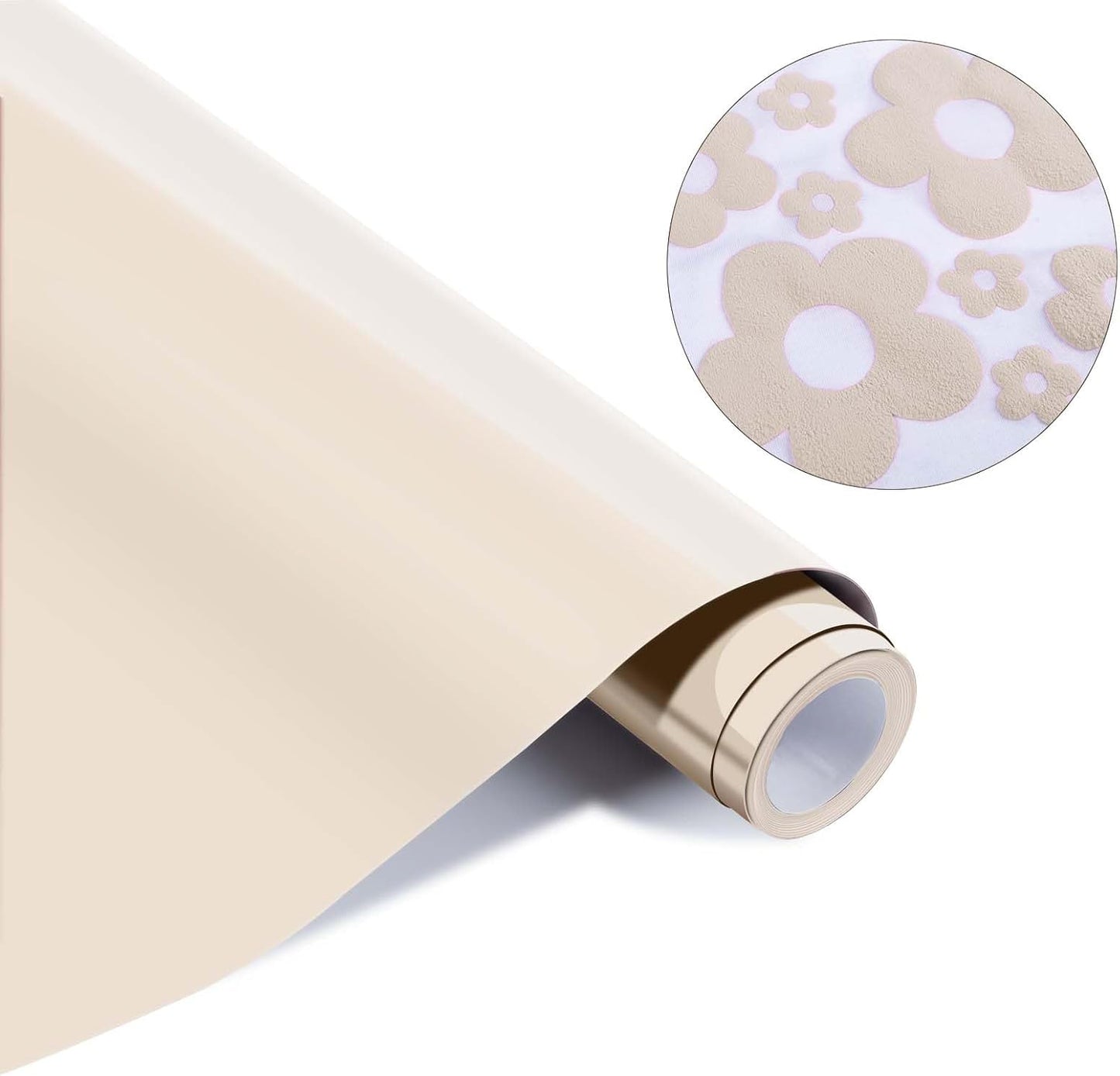 HTVRONT Puff Vinyl Heat Transfer -10" x 6ft Beige 3D Puff Heat Transfer Vinyl Foaming Colorful Puffy Iron on Vinyl for T-Shirt- Cream Puff Htv Vinyl for Compatible with Cricut Cutting Machine