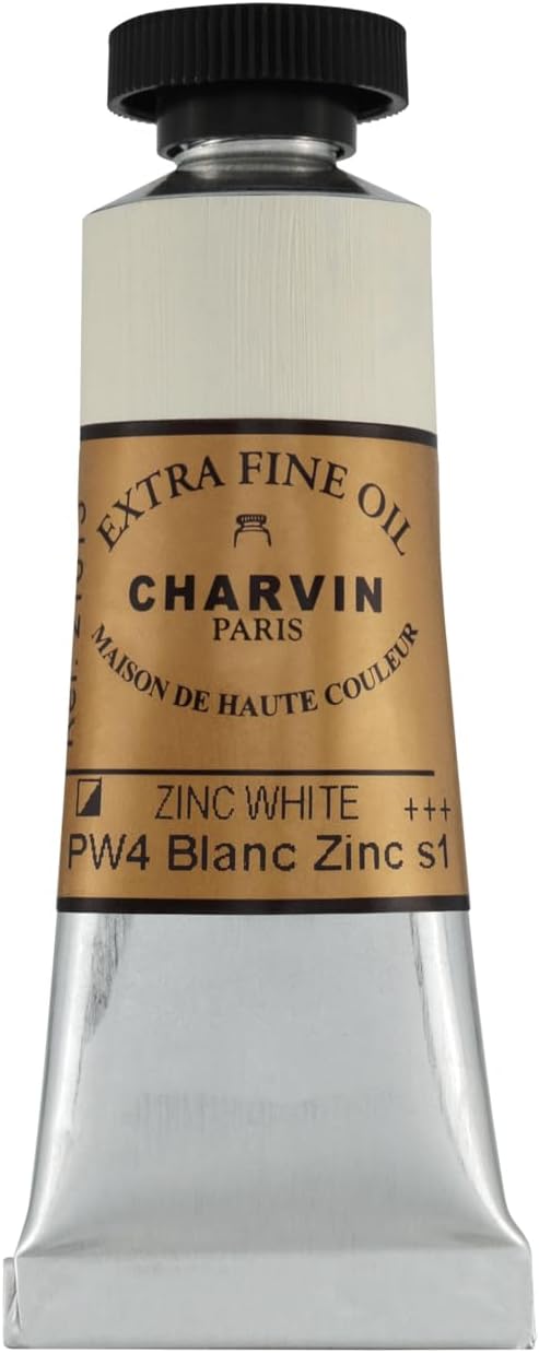 Charvin Extra Fine Oil Paint, Zinc White 20 mL - Triple-Milled, Rich Texture, Poppy Oil-Based, Light-Fast, Handmade, Archival Quality