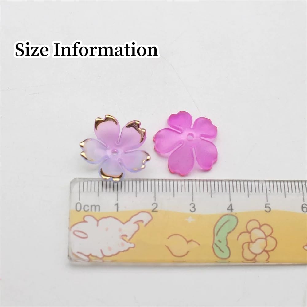 100pcs Acrylic Flower Beads, 19mm Cherry Blossom Plastic Gradient Flower Spacer Beads for DIY Crafts Bracelet Necklace Earrings Jewelry Making(Light Pink)