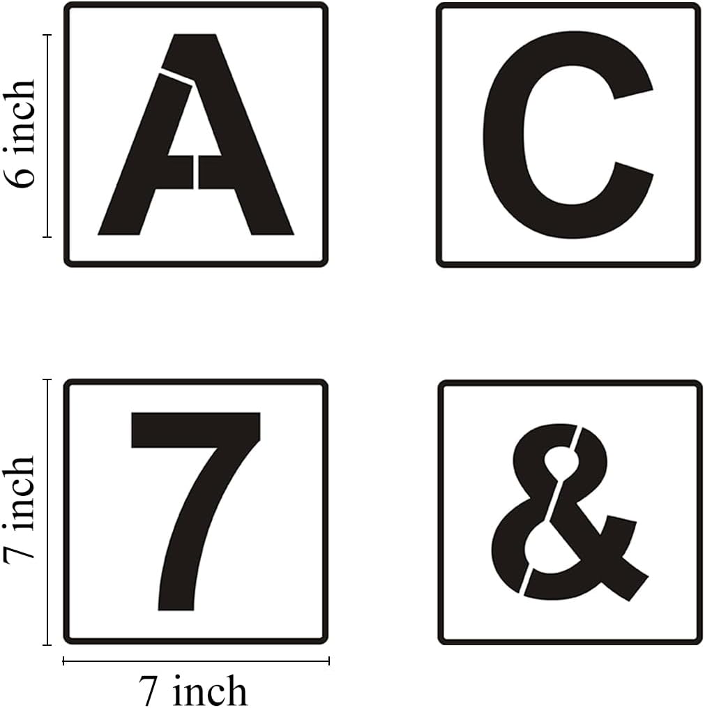 Alphabet Letter and Number Stencils 7 Inch - 40 Pack Large Letters and Numbers Stencil Templates with Signs for Painting on Wood, Reusable Letter Stencils for Chalkboard Signs & Wood Wall Art