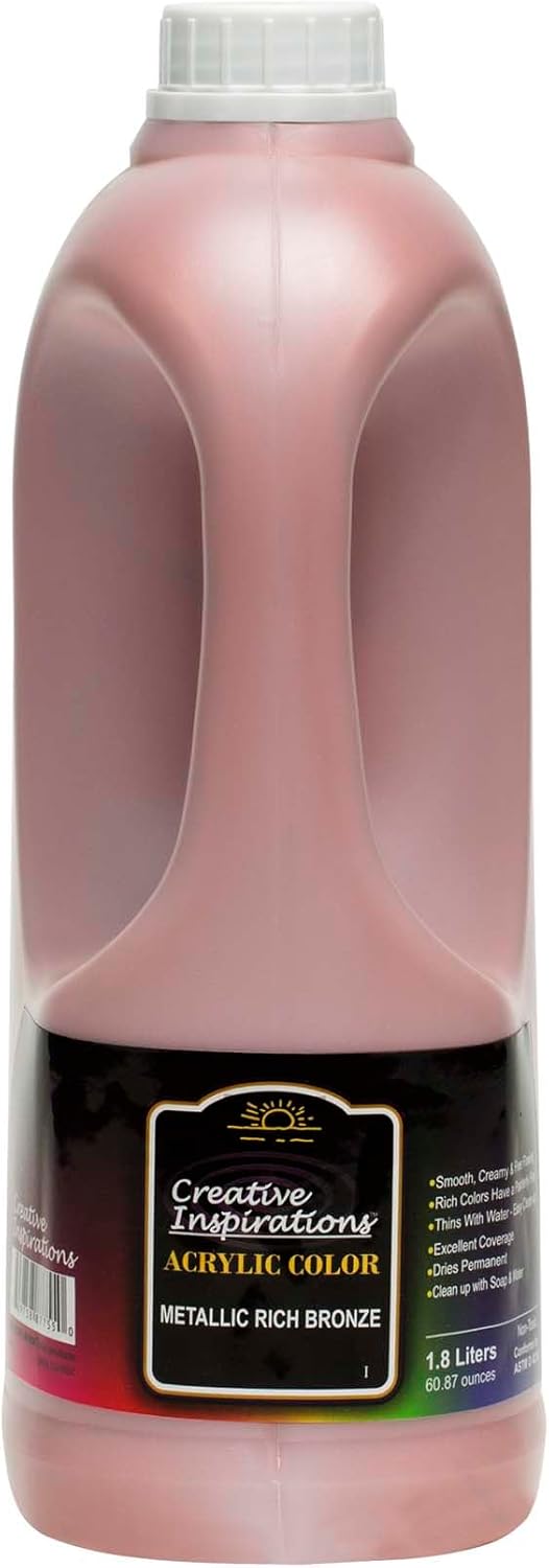 Creative Inspirations Acrylic Paint - Metallic Rich Bronze - 1.8 Liter - Smooth & Creamy Consistency, Vibrant Pigmentation, Great Coverage for Artists - Clean Up with Soap & Water