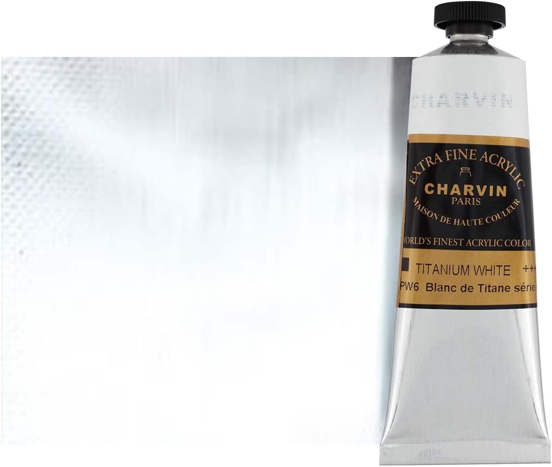 Charvin Extra Fine Professional Acrylic Paint - Titanium White, 60ml Tube, Triple-Milled, Lightfast Pigments, Open Stock Artist Acrylic Paints in Nature-Inspired Hues