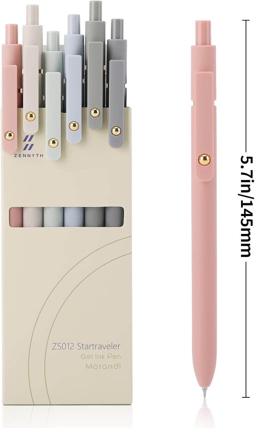 Ddaowanx Gel Pens, 12 Pcs 0.5mm Quick Dry Black Ink Pens Fine Point Smooth Writing Pens, Cute Office School Supplies Gifts for Women (12 Pcs Morandi-Black Ink)