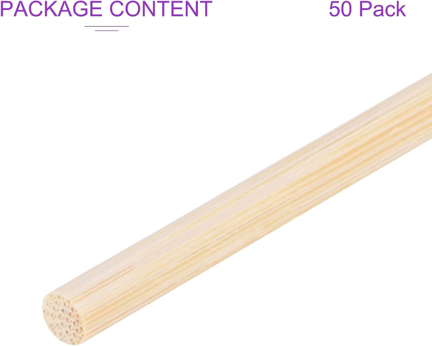 DMiotech 50 Pack 1/4" x 18" Wooden Dowel Rods Unfinished Natural Sticks Wood Craft Sticks for Home Decor Projects and Making DIY Craft,Wood Color