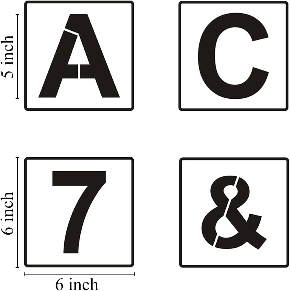 Alphabet Letter and Number Stencils 6 Inch - 40 Pack Large Letters and Numbers Stencil Templates with Signs for Painting on Wood, Reusable Number Letter Stencils for Chalkboard Signs & Wood Wall Art
