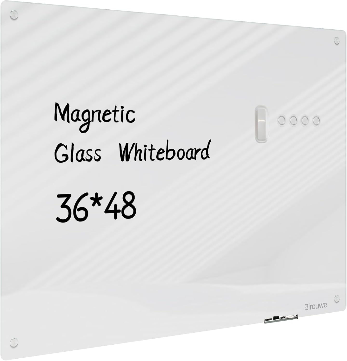 Magnetic Glass Whiteboard - Glass Dry Erase Board 48"x36" Large Frameless Glass Board for Walls Office School and Home, Gray