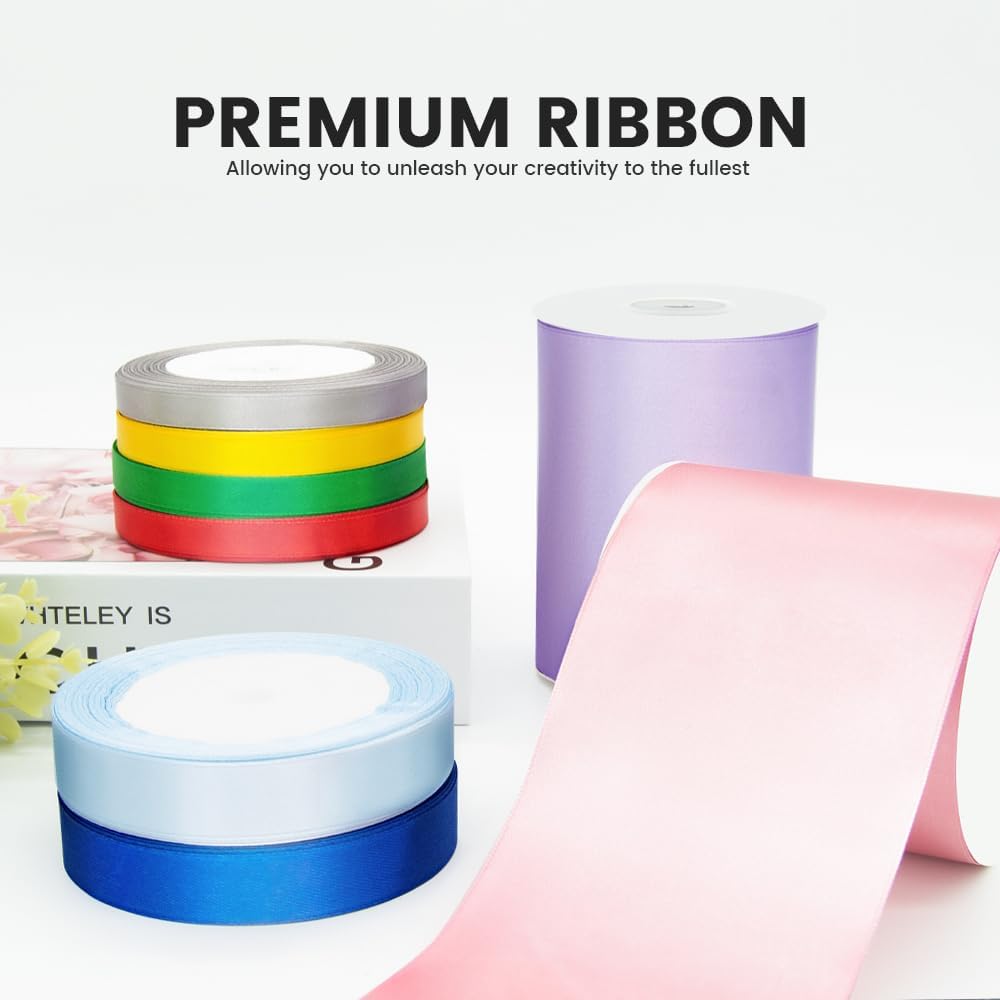 3" x 25 Yards Satin Ribbon, Light Purple Silk Ribbon Ideal for Gift Wrapping, Floral Bouquets, Crafts, Wedding Party Decorations, Christmas and Sewing Projects