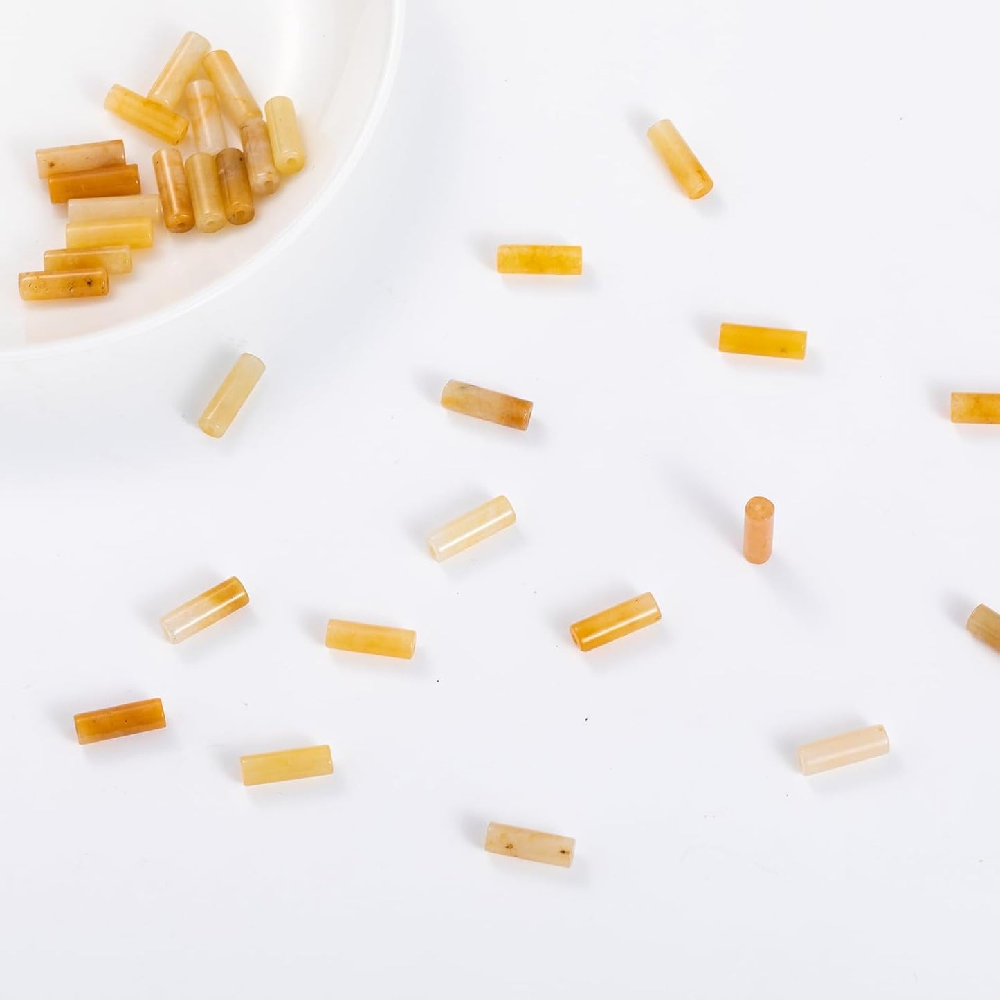 Natural Yellow Jade Cylinder Tube Beads 4x13mm 38cm/str Loose Semi Gemstone Stone Beads for Making Bracelets Necklace Earrings