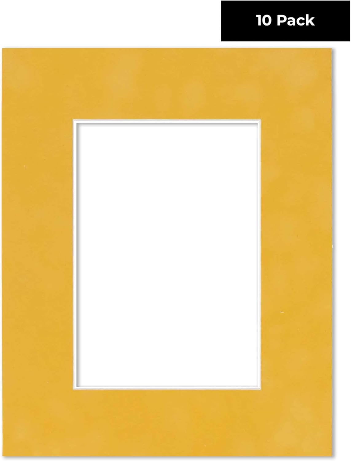 Pack of Ten 8.5x11 Mats Bevel Cut for 7x9 Photos - Acid Free Sunrise Yellow Suede Precut Matboards for Pictures, Photos, Framing - 4-ply Thickness