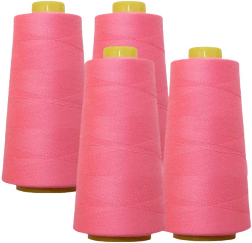 AK Trading 4-Pack NEON Flamingo All Purpose Sewing Thread Cones (6000 Yards Each) of High Tensile Polyester Thread Spools for Sewing, Quilting, Serger Machines, Overlock, Merrow & Hand Embroid