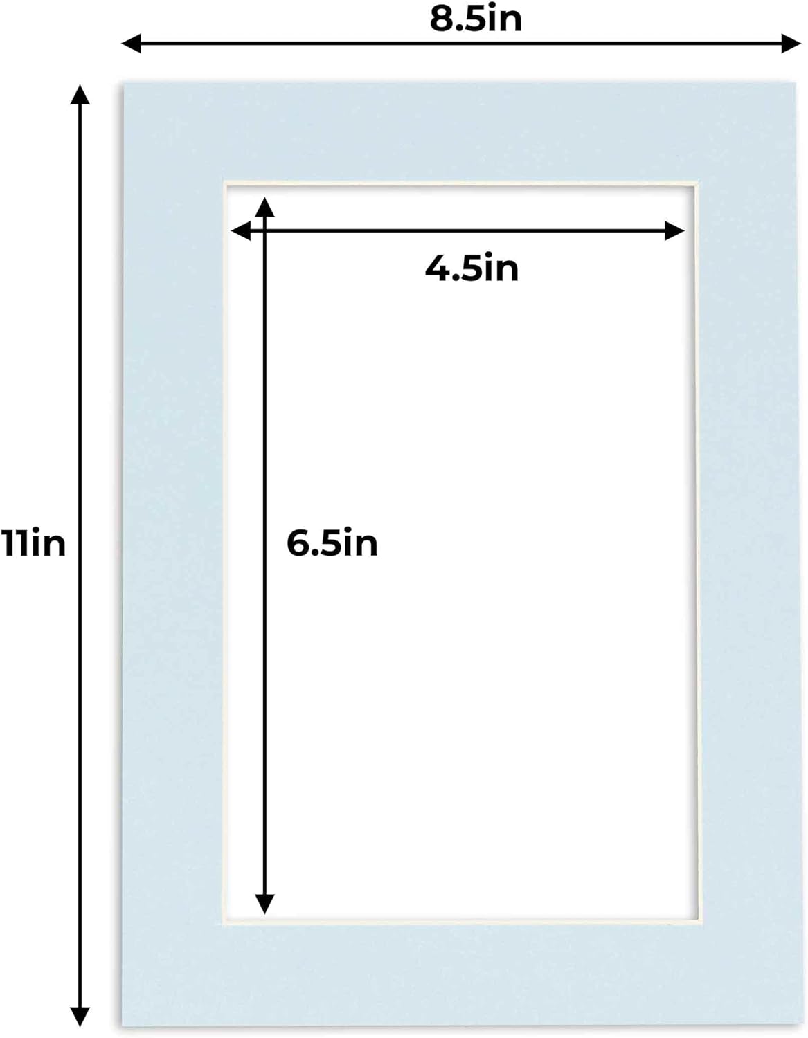 5x7 Mat for 8.5x11 Frame - Precut Mat Board Acid-Free Show Kit with Backing Board, and Clear Bags Baby Blue 5x7 Photo Matte Made to Fit a 8.5x11 Picture Frame Matboard for Framing, Pack of 25 Mats