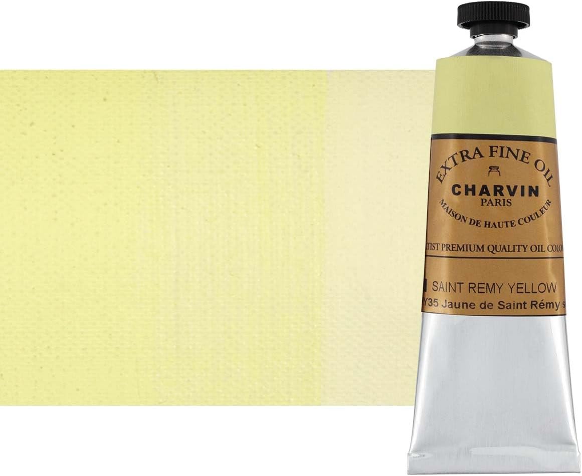 Charvin Extra Fine Oil Paint, Saint Remy Yellow 60 ml - Triple-Milled, Rich Texture, Poppy Oil-Based, Light-Fast, Handmade, Archival Quality
