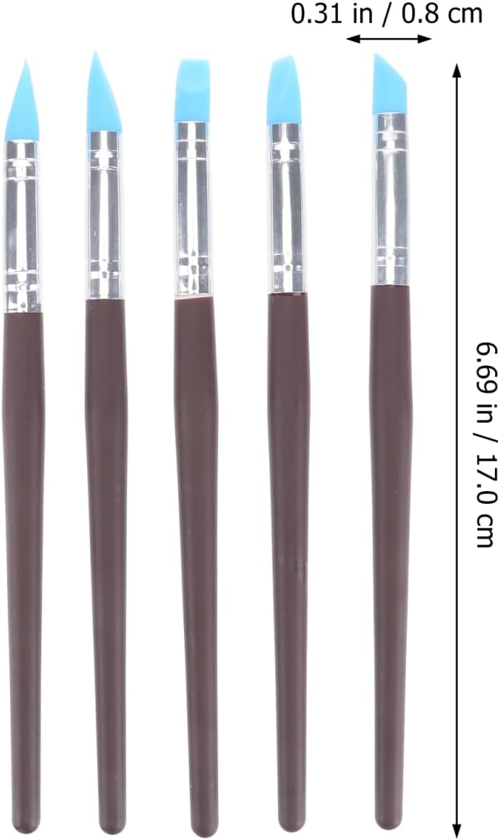BESTonZON 5pcs Artist Paint Brush Set Silicon Brushes for Painting Masking Fluid Clay Molding, Silicone Sculpting Tools Clay Carving Tools Paint Color Silicone Brush Matching Tool for DIY Handicraft