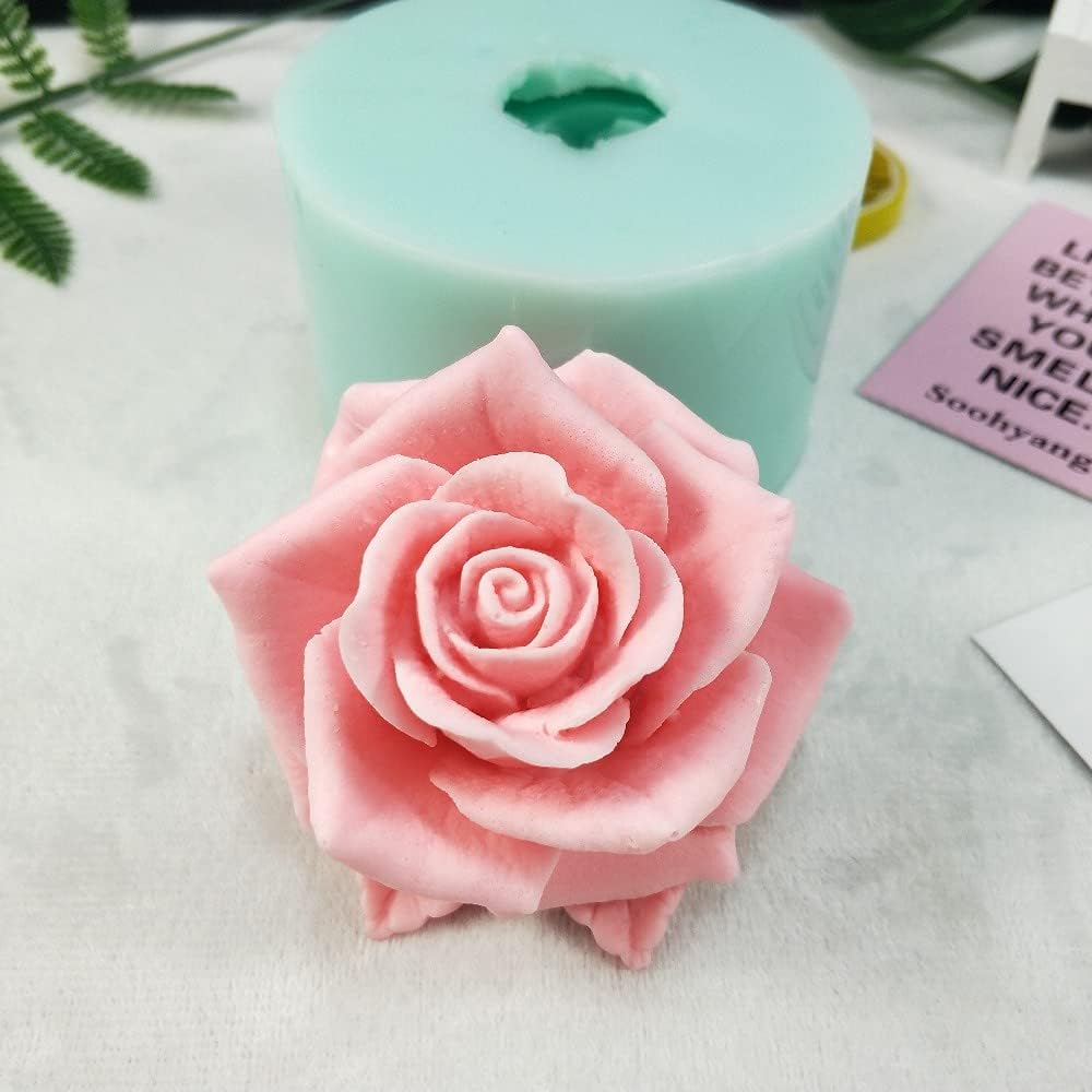 GreatMold 3D Blossom Rose Soap Mold Candle Mould Epoxy Resin Flower Crafts Silicone Molds Beautiful Rose Flower Wax Melt Cake Decoration Art Crafts Moulds
